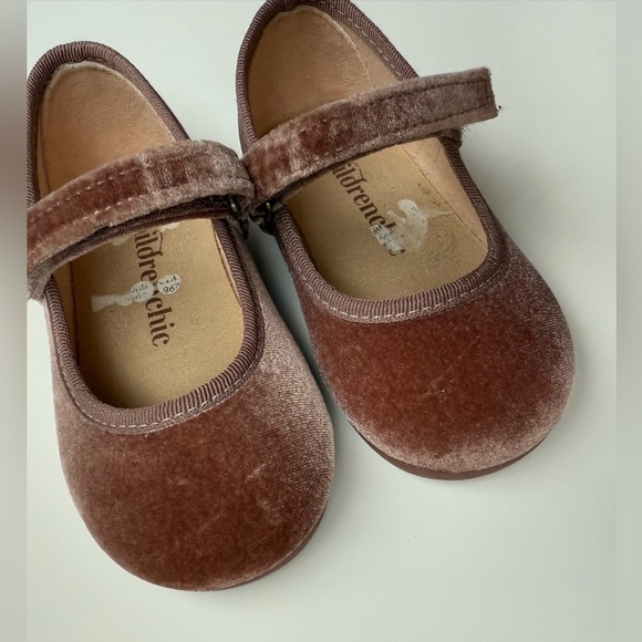 CHILDRENCHIC Velvet Mary Jane Flats in Dusty Rose Baby size us 6 EU22 - Picture 2 of 4